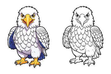 cute eagle coloring page for kids vector illustration