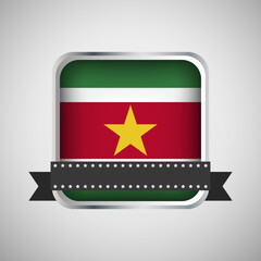 Vector Round Banner With Suriname Flag