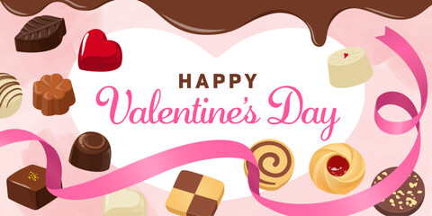 バレンタインバナー素材（2：1）_ベクターイラスト