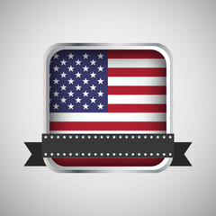 Vector Round Banner With USA Flag