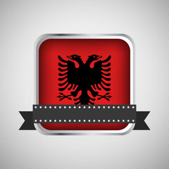 Vector Round Banner With Albania Flag