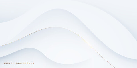 Elegant White Abstract Background with Luxury Gold Lines.