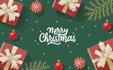 Fototapeta na wymiar Christmas greeting banner or card, Colorful vector illustration in flat cartoon style. Merry Christmas modern card set elements greeting, ai Merry Christmas and happy new year greeting poster, ai 
