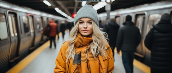 Girl is waiting for the metro train