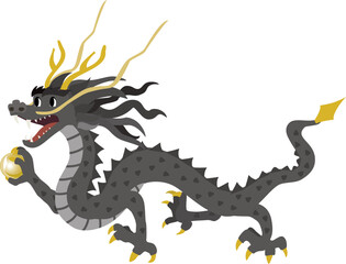 辰年の黒い龍のイラスト