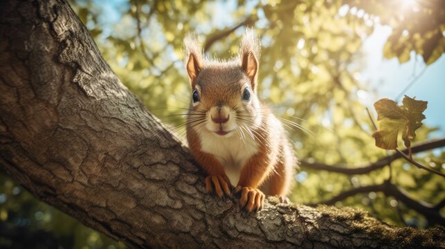 Squirrel on a tree, AI generated Image