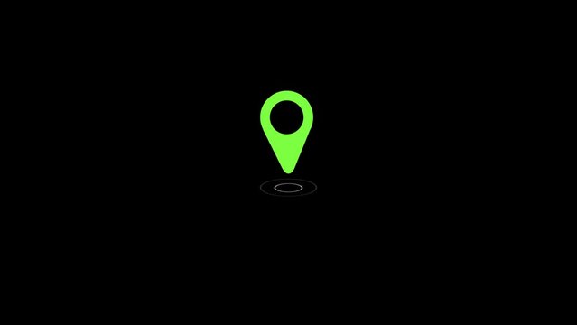 GPS location pointer animated with radio wave, location pointer, pin icon 