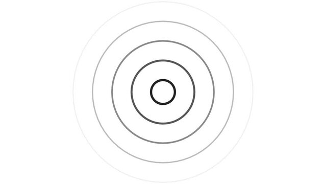 Radio wave animation, scanning waveform animation on white background. 