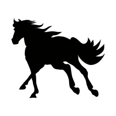silhouette of a standing horse in black