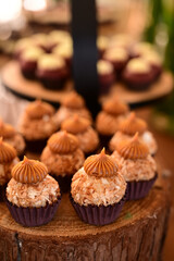 sweets on a plate, close up of chocolate candies, birthday party, candy store, shop window
