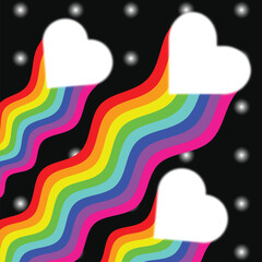 Hearts that fly followed by rainbows at night