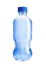 One plastic bottle with fresh water isolated on white