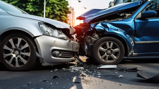 Two Cars After a Collision Accident