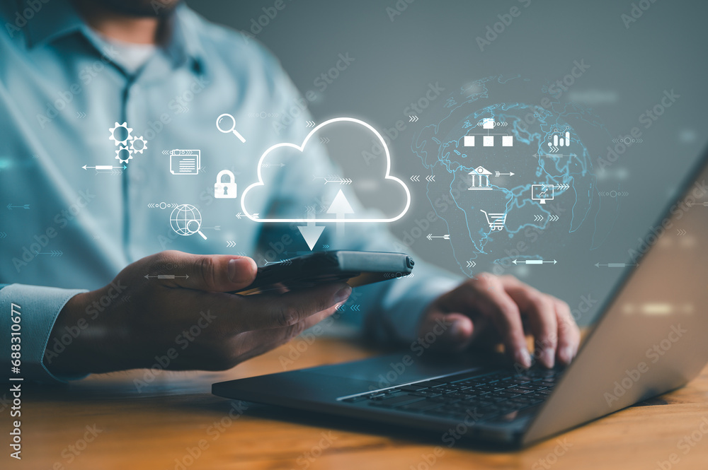 Aufkleber Data Analyst technology. Business global internet connection application technology and digital marketing, Financial and banking, Digital link tech, big data. Market, solution, online, network.