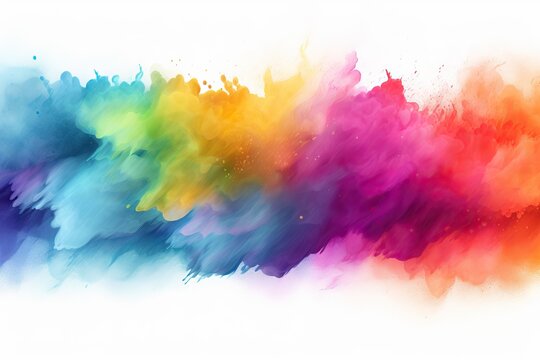 background abstract stains spray splashes fluids gradients paint creative colors watercolor vibrant pure white banner rainbow border
