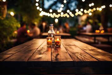 background lights restaurant blurred abstract front table wooden Image wood bar light blur view top wine bokeh street cafes kitchen night dark food metropolitan - obrazy, fototapety, plakaty