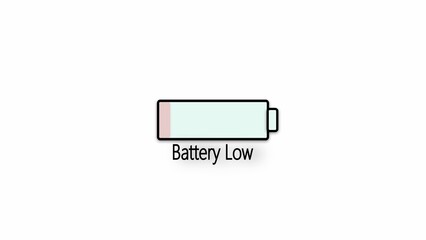 Battery low icon on a white color abstract background.