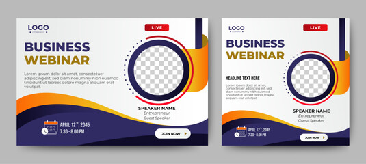 Corporate business online webinar web banner template design, Digital marketing, and abstract background design.