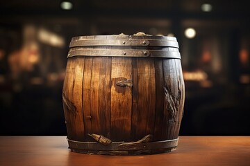 background blurred barrel old Retro wine whiskey beer winery wood cellar wooden distillery drink oak cask storage vintage alcohol rum container table beverage - obrazy, fototapety, plakaty
