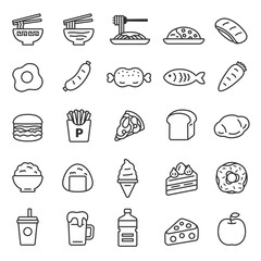 食べ物のアイコン（線画）のイラストセット