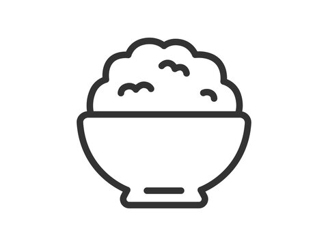 recommend clip art: 茶碗に盛られた、白米のアイコン（線画）のイラスト