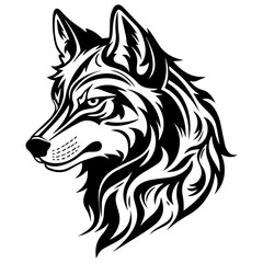 Fototapeta premium wolf head tattoo, wolf logo illustration in modern style, Generative AI.
