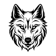 wolf head tattoo, wolf logo illustration in modern style, Generative AI.