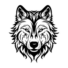 Obraz premium wolf head tattoo, wolf logo illustration in modern style, Generative AI.