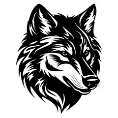 wolf head tattoo, wolf logo illustration in modern style, Generative AI.