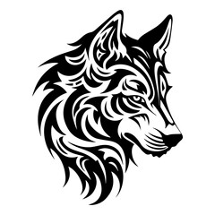 wolf head tattoo, wolf logo illustration in modern style, Generative AI.