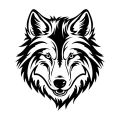 wolf head tattoo, wolf logo illustration in modern style, Generative AI.