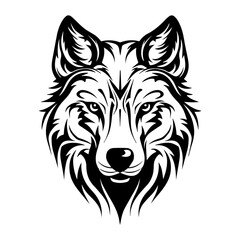 wolf head tattoo, wolf logo illustration in modern style, Generative AI.