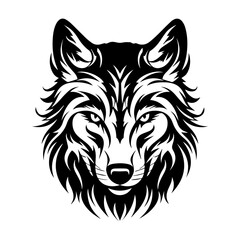 wolf head tattoo, wolf logo illustration in modern style, Generative AI.