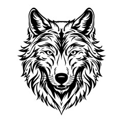 wolf head tattoo, wolf logo illustration in modern style, Generative AI.