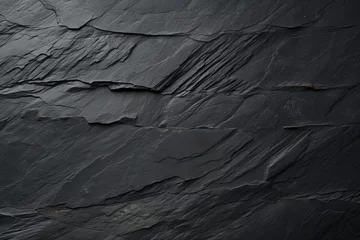 Foto op Plexiglas texture background slate black Dark stone rock tile board kitchen granite chipped pothole wall surface abstract rough pattern textured material floor grey © akkash jpg