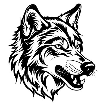 wolf head tattoo, wolf logo illustration in modern style, Generative AI.