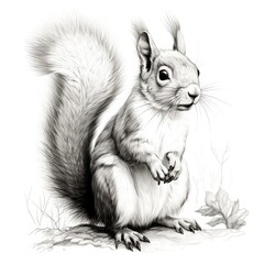 Hand drawn squirrel, AI generated Image