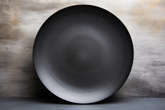 space copy view Top background concrete gray plate black Empty texture round food grey topview abstract ceramic dark grunge kitchen