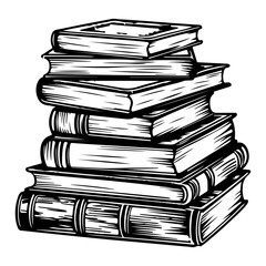 Hand drawn stack of books, Vector illustration, Generative AI.