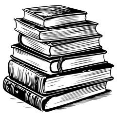 Hand drawn stack of books, Vector illustration, Generative AI.