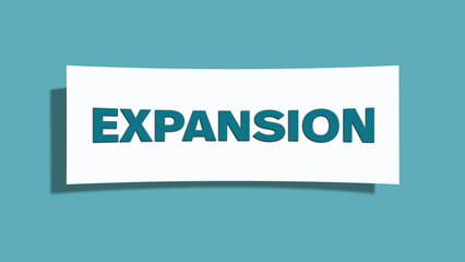 Expansion symbol. A card in light green with word Expansion. Isolated on white background.