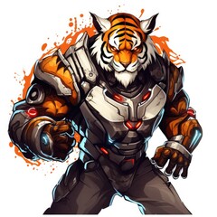 Tiger cyborg logo, AI generated Image