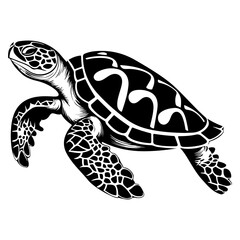 Turtle marine animal icon. Sea turtle silhouette. vector illustration