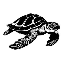 Turtle marine animal icon. Sea turtle silhouette. vector illustration