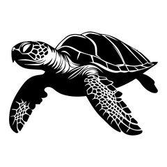 Turtle marine animal icon. Sea turtle silhouette. vector illustration