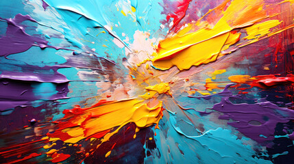 Vibrant and Dynamic Abstract Art with Paint Splatter and Dripping Colors