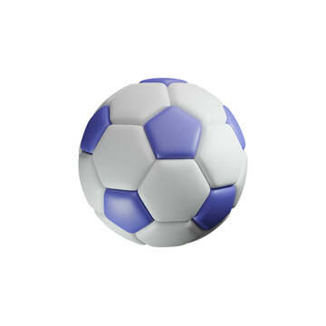 3d soccer ball isolated on transparent, plastic render style