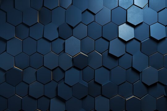 backdrop rendering 3d illustration placeholder texture background navy blue dark Hexagonal threedimensional abstract art business mobile phone concept connection datum