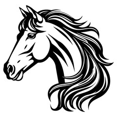 horse Mascot Head Illustration, horse logos or icons, Generative AI.