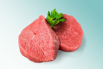 Raw fresh red beef steak with herb